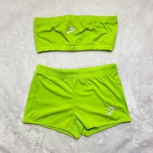 Lime Green Nike short set with slippers